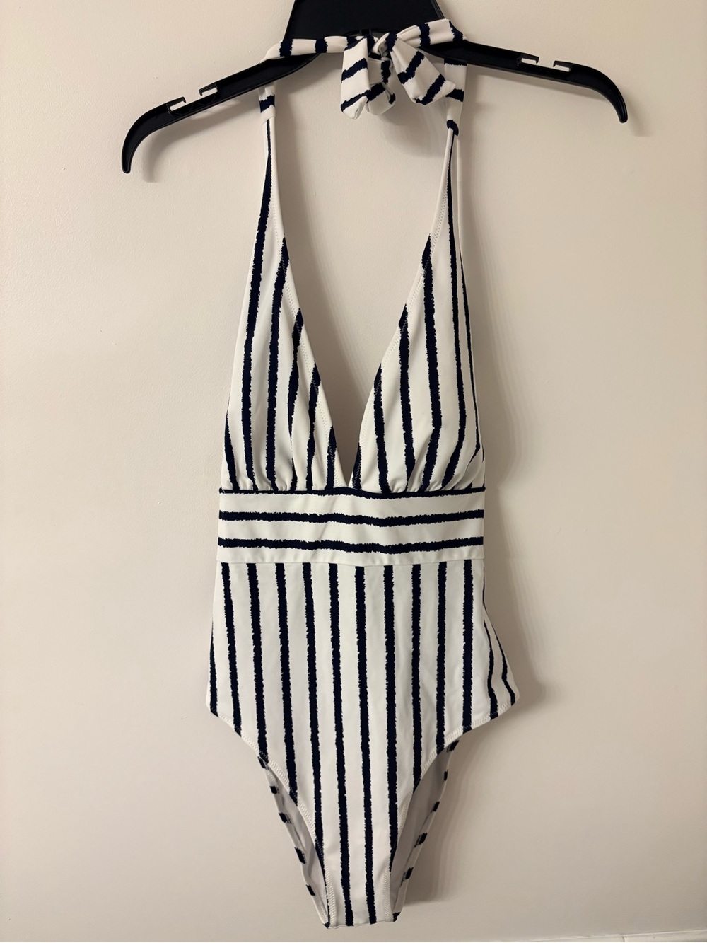 Cupshe Navy & White Striped Halter One-Piece